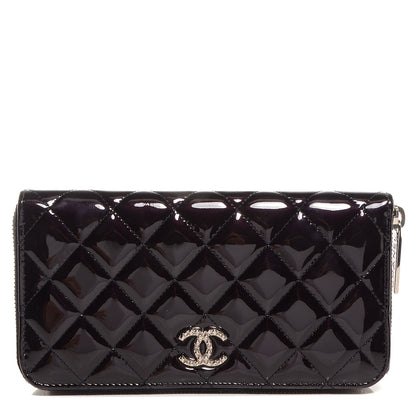 Chanel Patent Quilted Brilliant Zip Around Wallet Black 1 of 9
