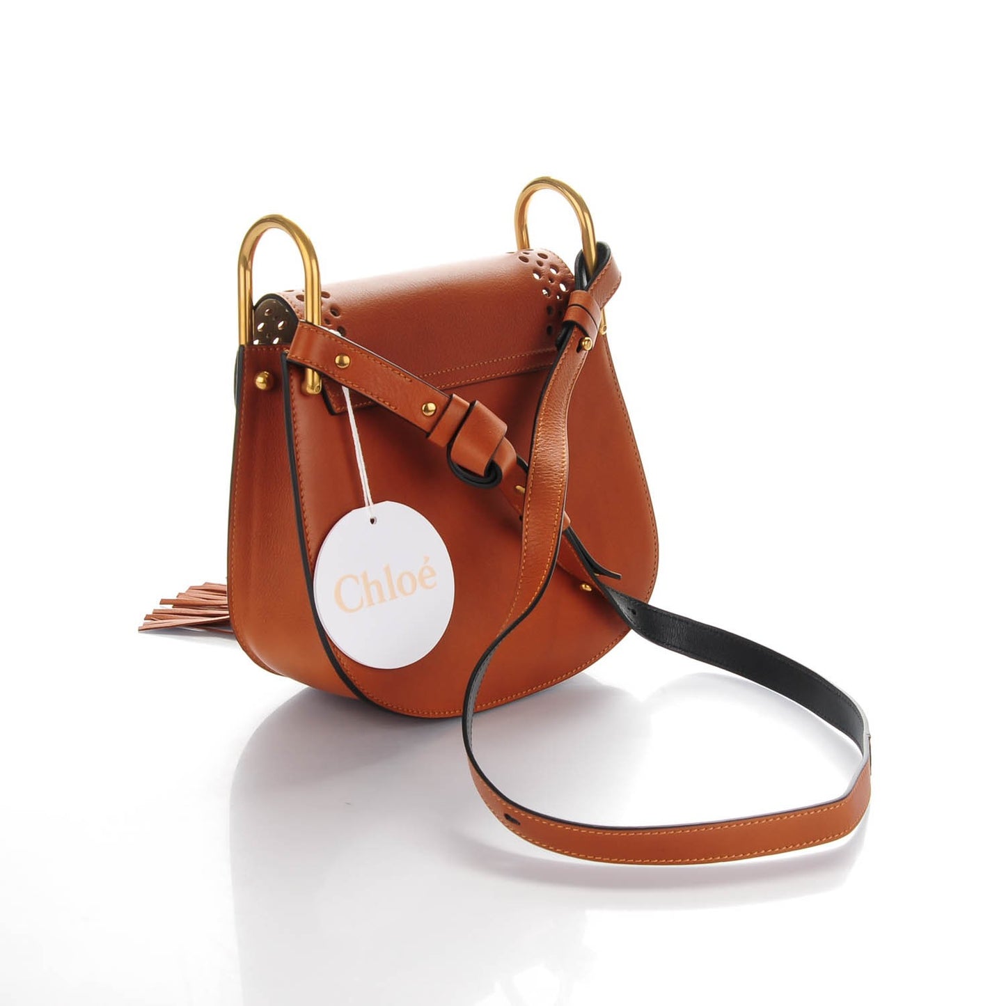 Calfskin Perforated Small Hudson Shoulder Bag Caramel