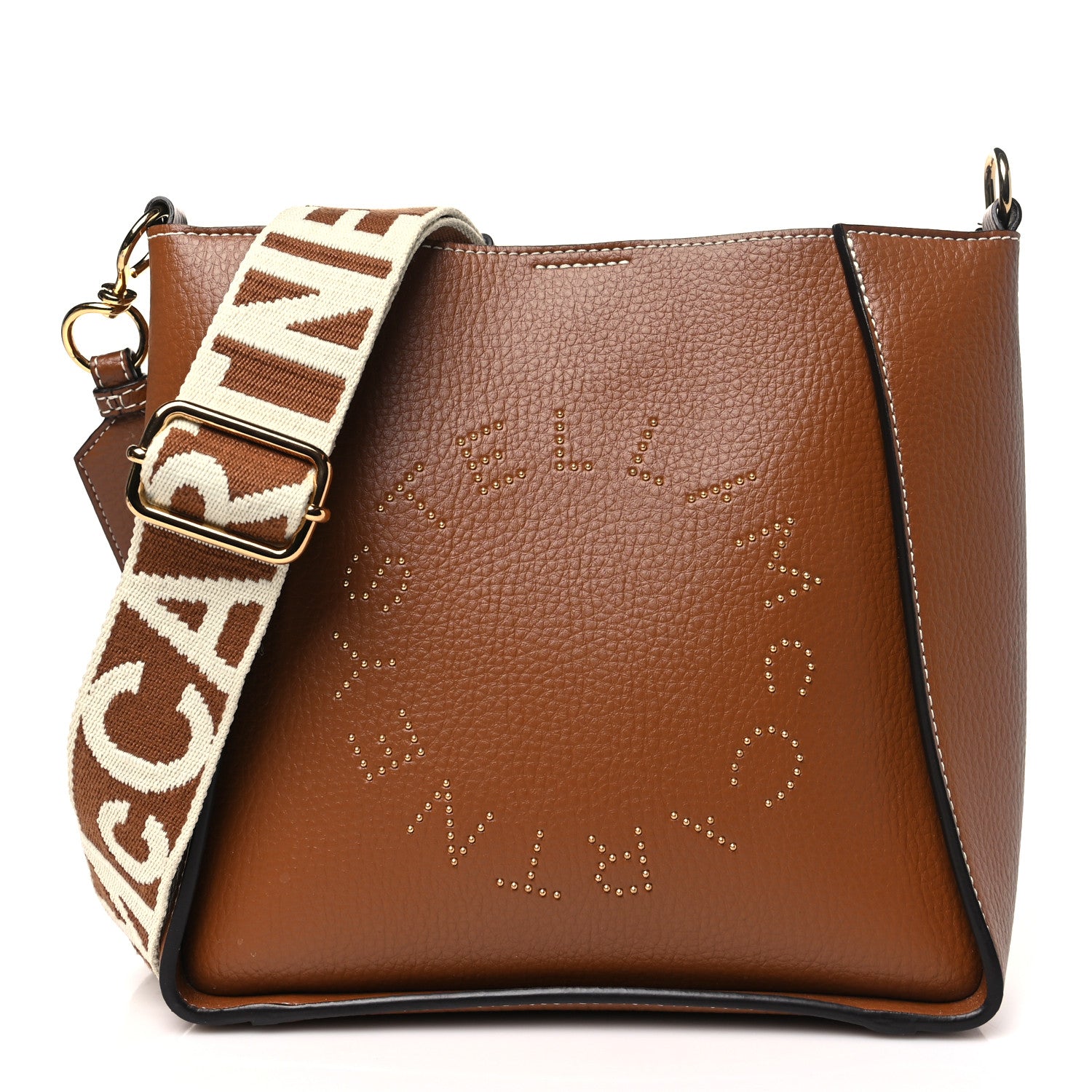 Stella McCartney Grainy Alter Mat Studded Logo Mini Crossbody Pecan 1 of 10