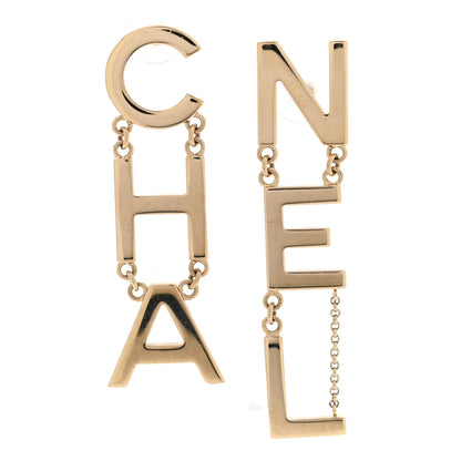 Chanel Metal Cha-Nel Logo Drop Earrings Gold 1 of 5