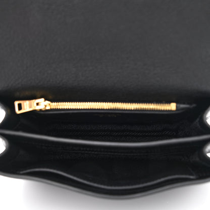 Prada Vitello Daino Double Strap Flap Crossbody Black 5 of 10