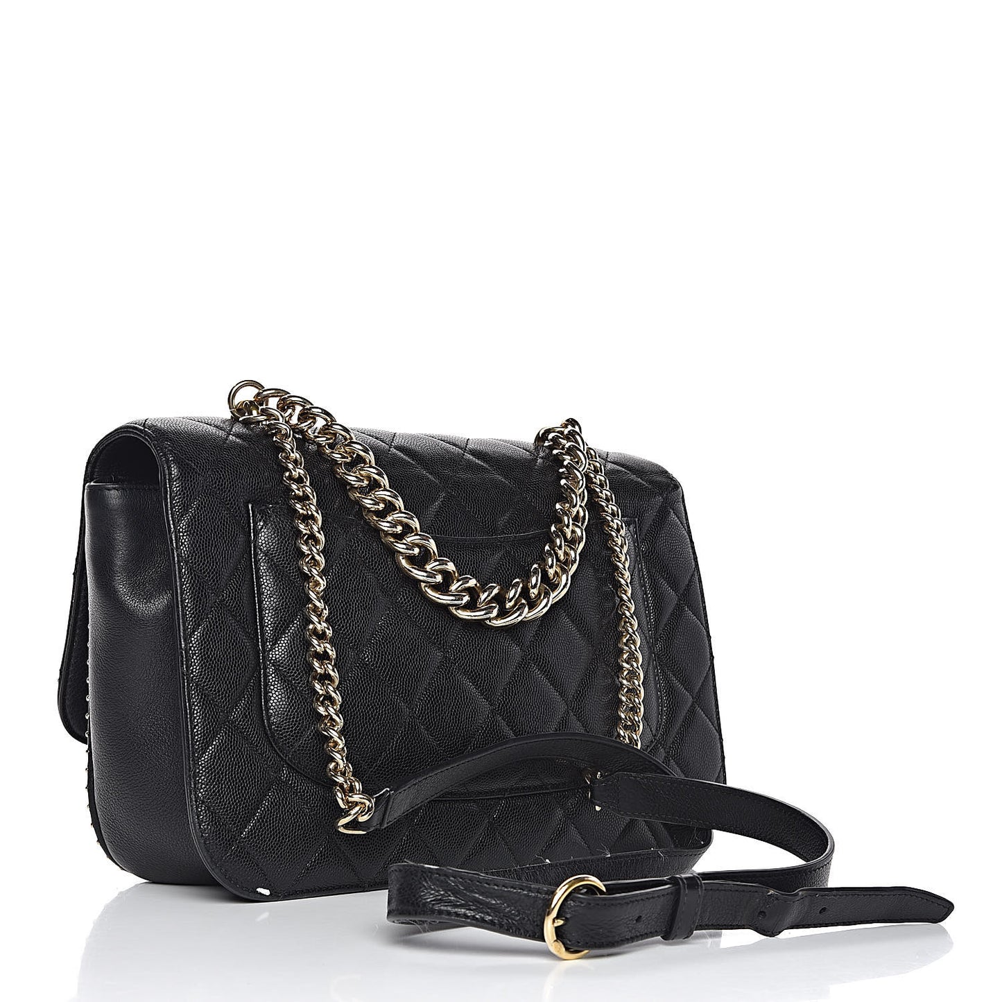 Caviar Quilted Large Studded Flap Black