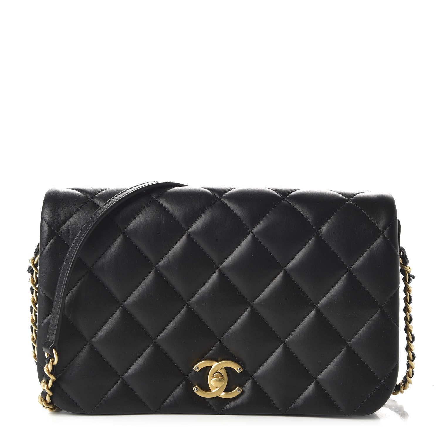 Chanel Calfskin Quilted Nailed CC Flap Bag Black 1 of 10