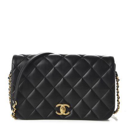 Chanel Calfskin Quilted Nailed CC Flap Bag Black 1 of 10