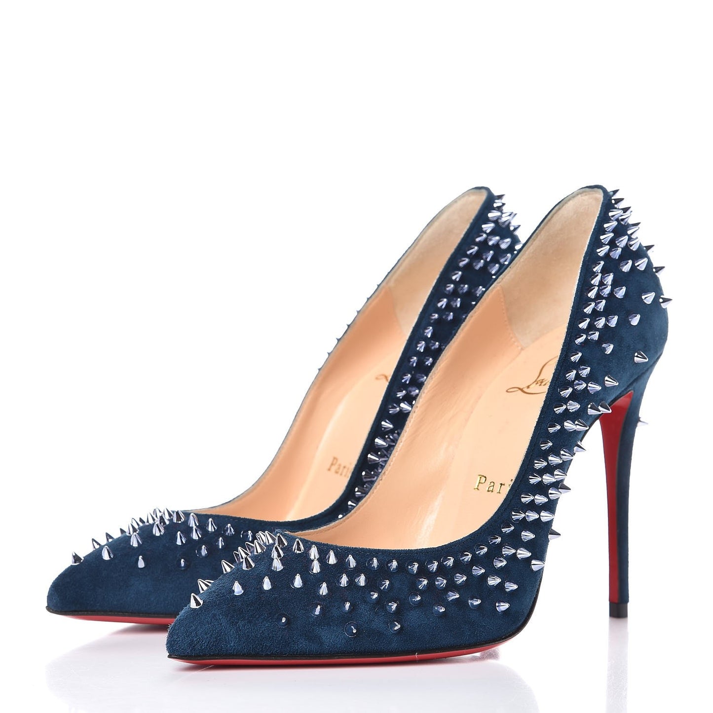 Veau Velours Studded Escarpic 100 Pumps 35 Quartz Petrol
