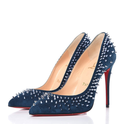 Christian Louboutin Veau Velours Studded Escarpic 100 Pumps 35 Quartz Petrol 3 of 7