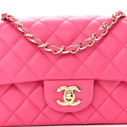 Chanel Lambskin Quilted Mini Rectangular Flap Fuchsia 8 of 11