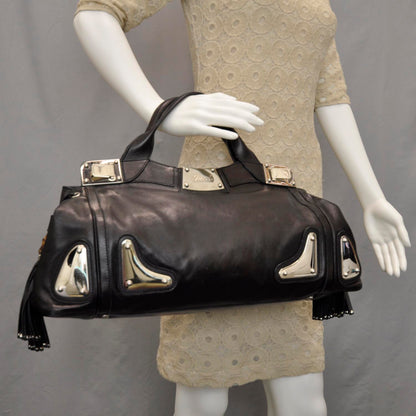 Gucci Leather Bamboo Tassel Race Tote Black 2 of 9