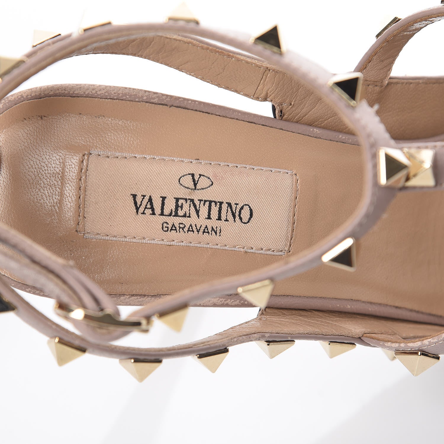 Valentino Garavani Patent Nappa Rockstud Ankle Strap 100mm Pumps 37.5 Black Poudre 6 of 13