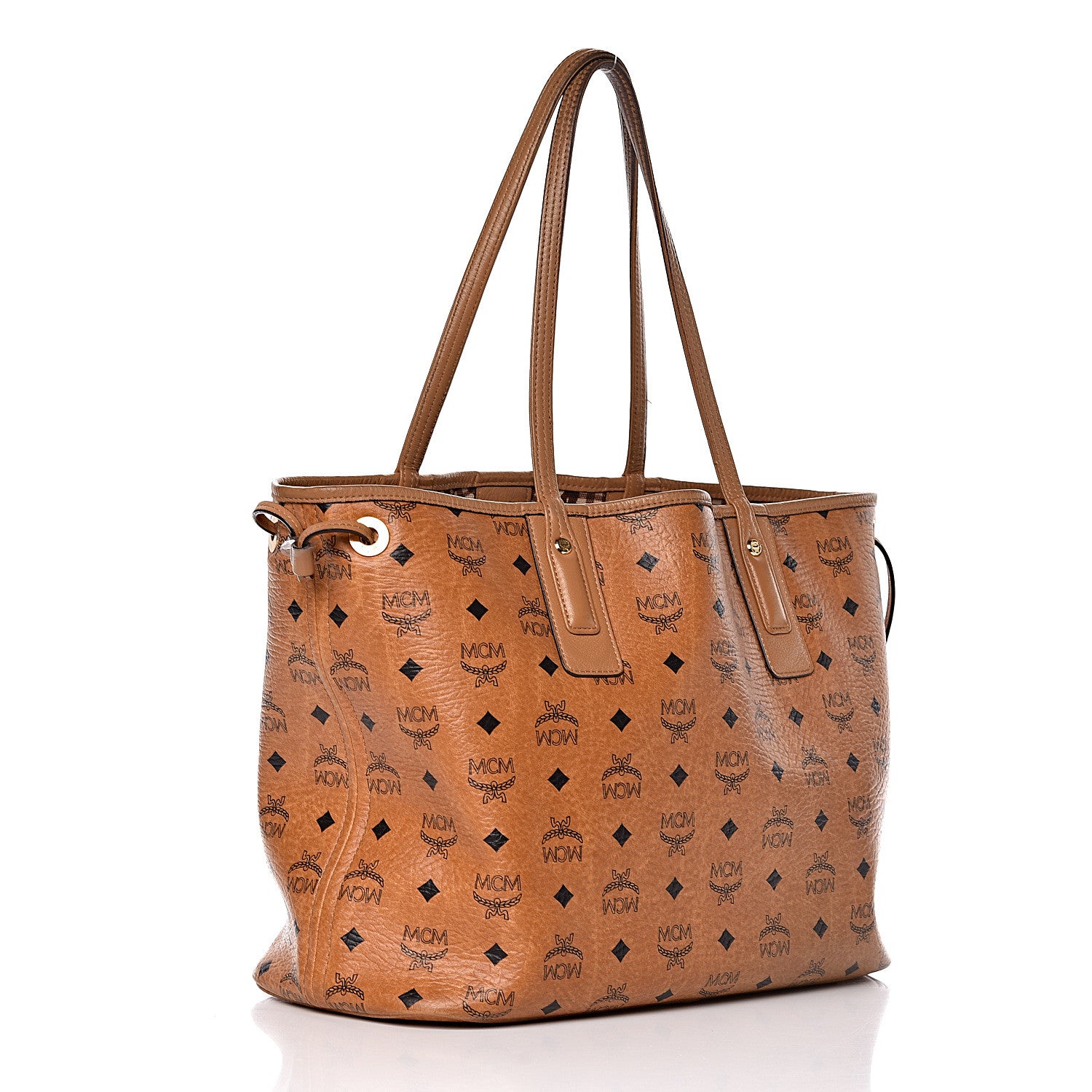 MCM Visetos Medium Liz Reversible Shopper Tote Cognac 6 of 31