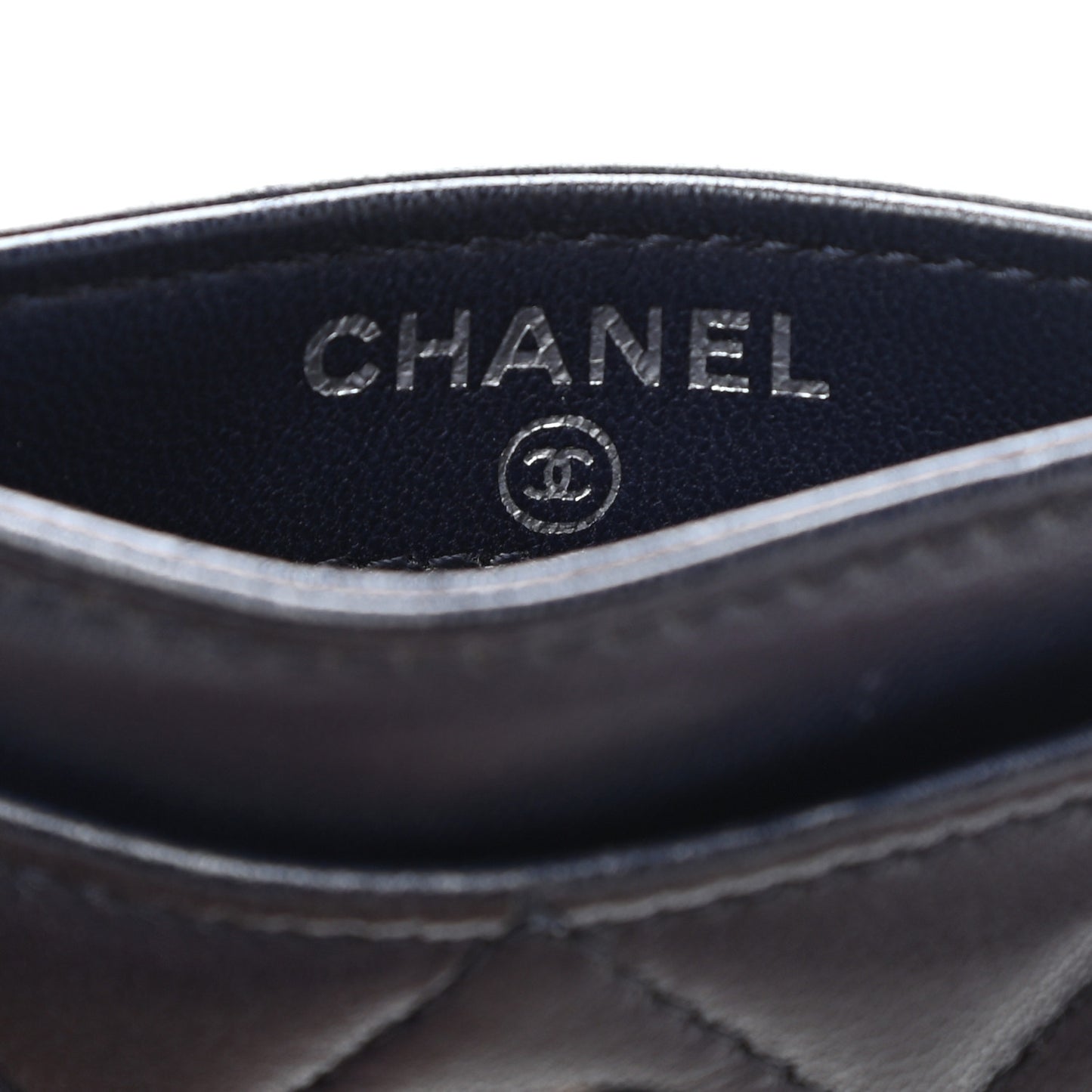 Lambskin Quilted Card Holder Blue