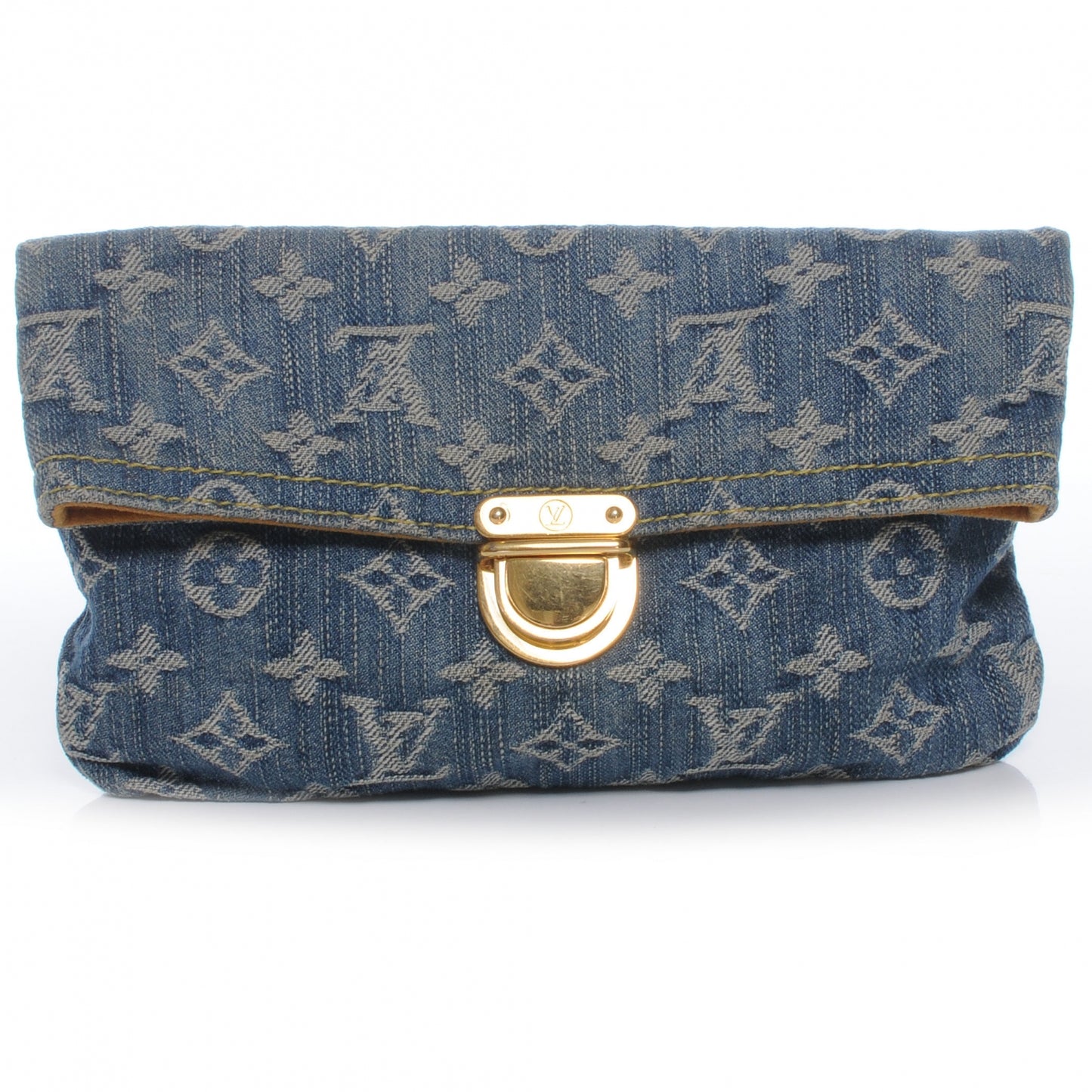 Monogram Denim Pochette Plat Clutch Blue