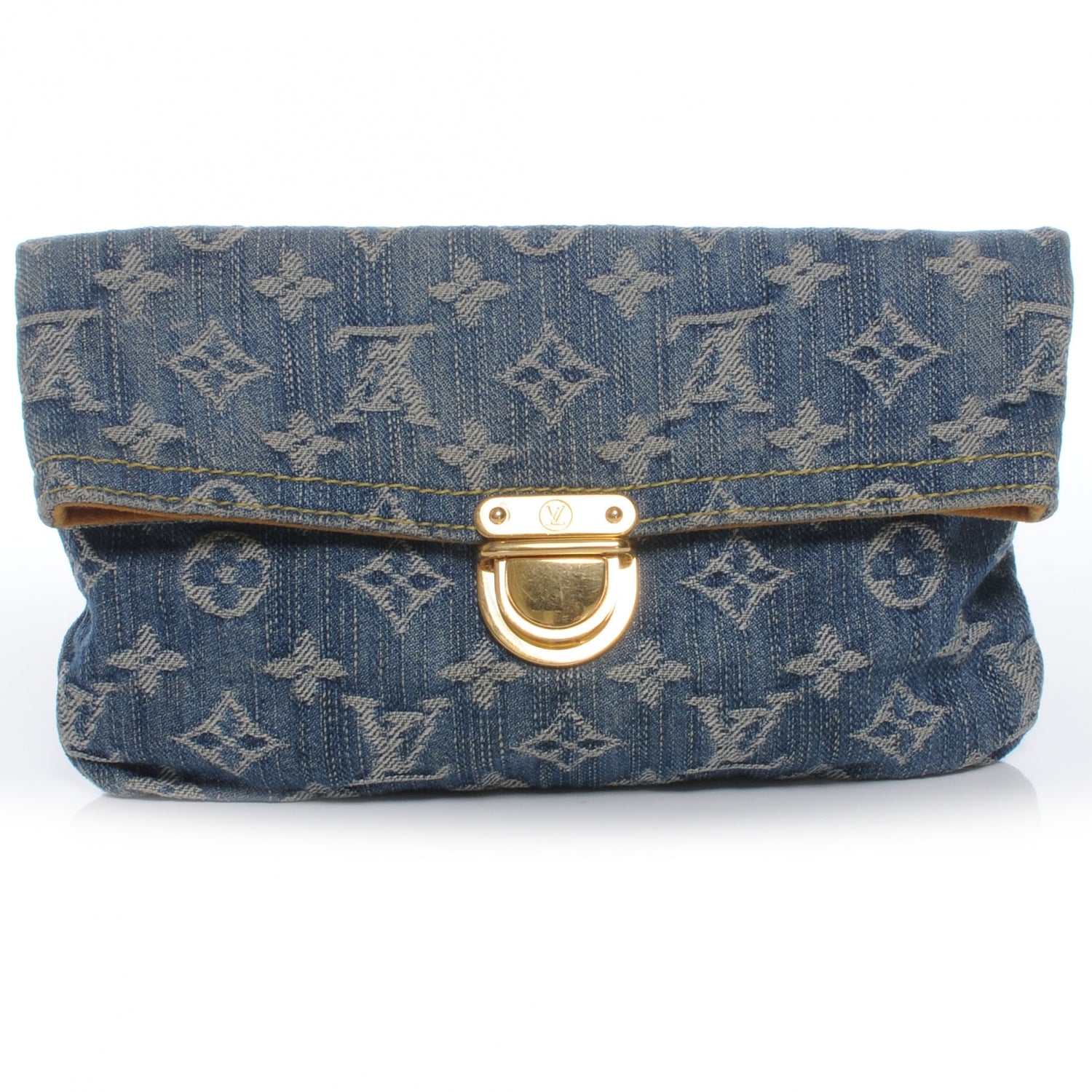 Louis Vuitton Monogram Denim Pochette Plat Clutch Blue 1 of 7