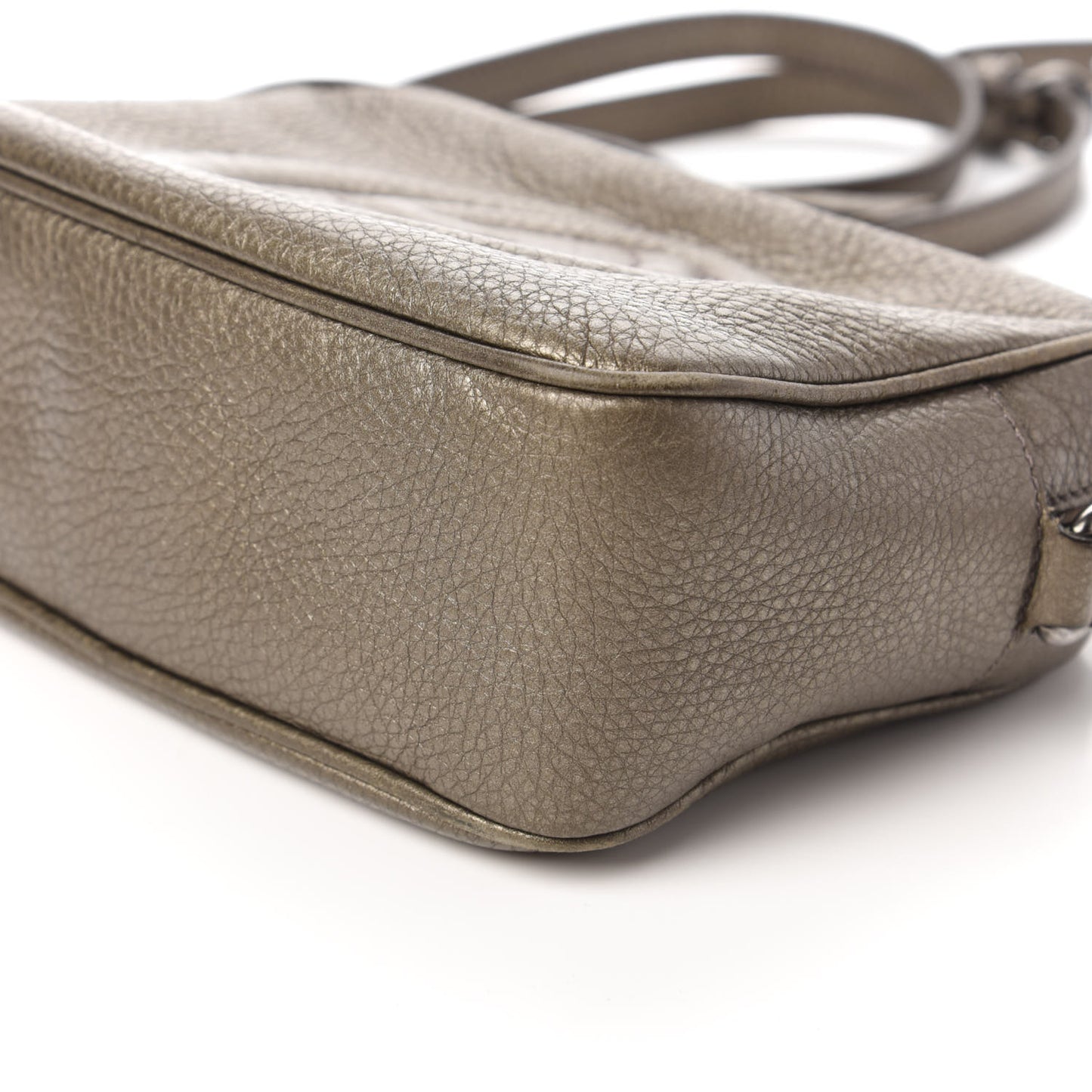 Metallic Pebbled Calfskin Small Soho Disco Bag Sasso