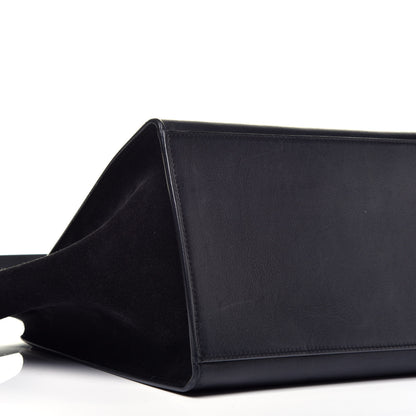 Celine Crocodile Embossed Calfskin Suede Medium Trapeze Black 9 of 10