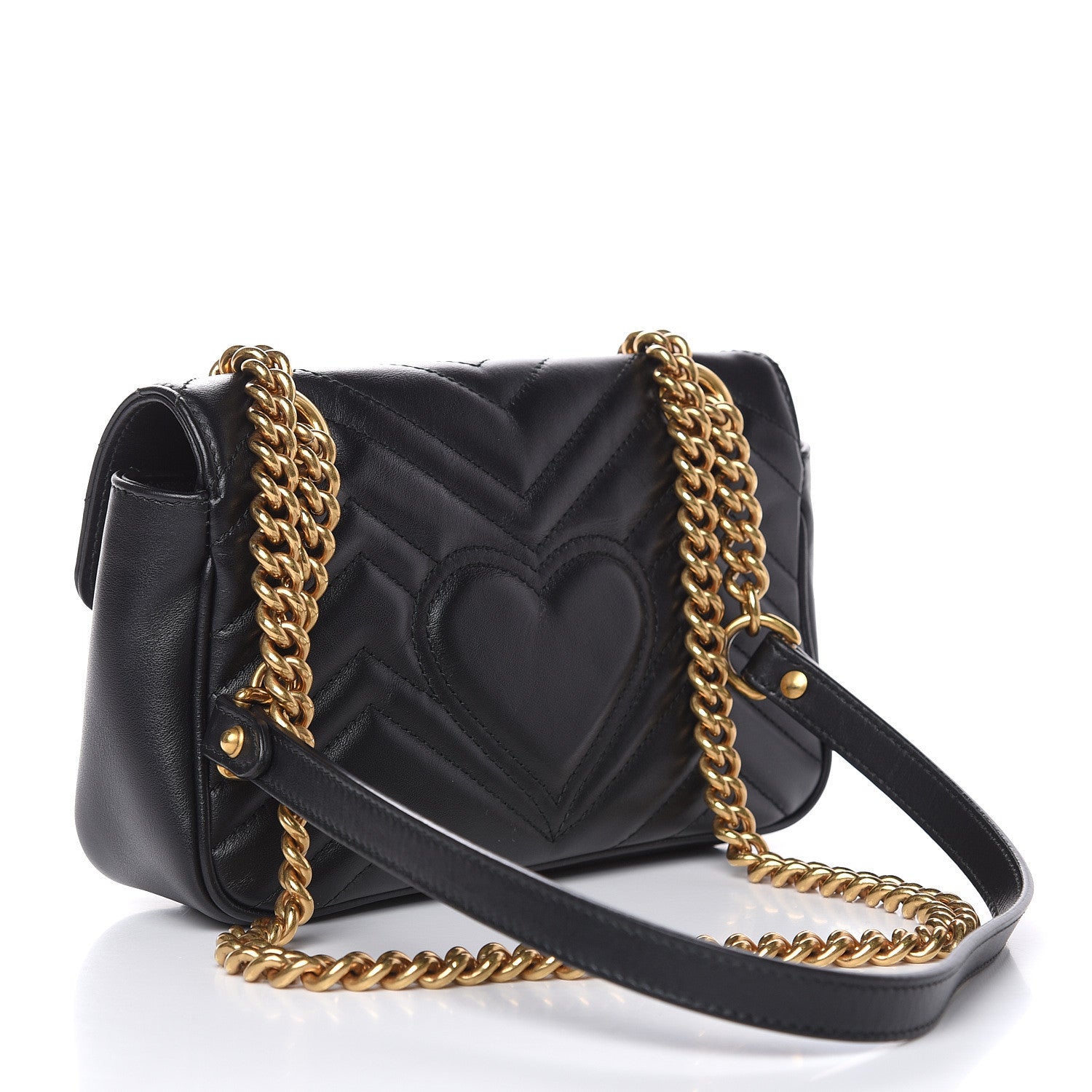 Gucci Calfskin Matelasse Mini GG Marmont Shoulder Bag Black 3 of 13