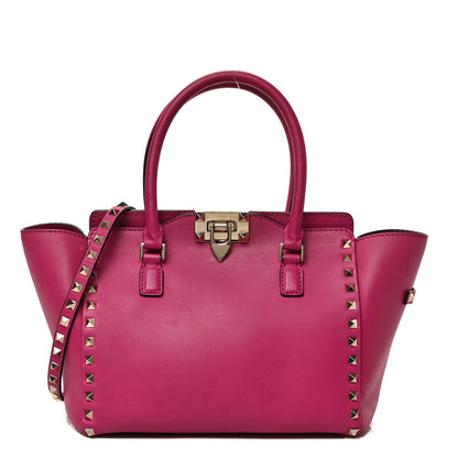 Valentino Garavani Vitello Small Rockstud Double Handle Tote Cyclamin 1 of 17