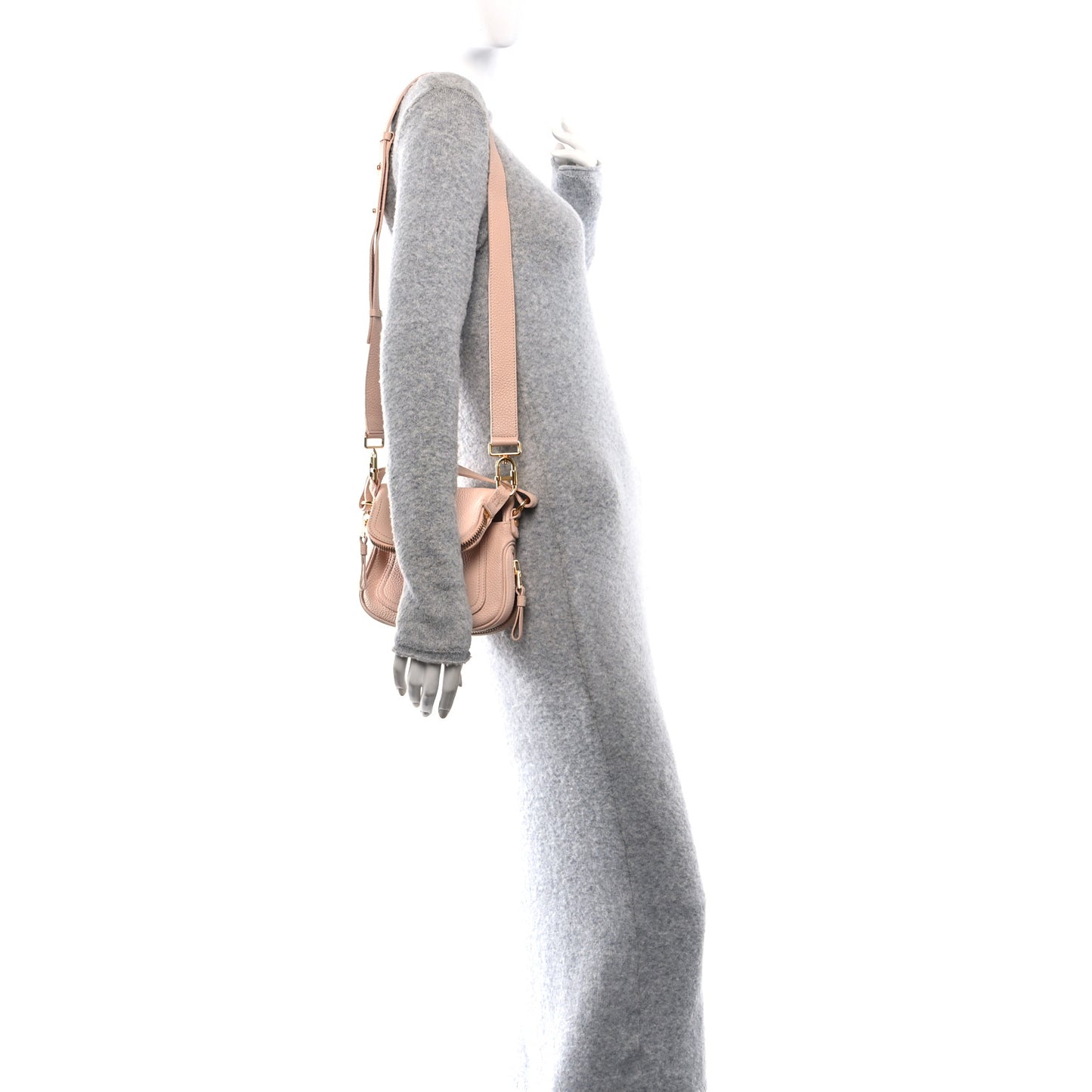 Pebbled Calfskin Jennifer Mini Crossbody Bag Blush Nude