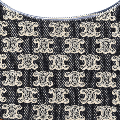 Celine Canvas Calfskin Ava Triomphe Shoulder Bag Blue 9 of 11