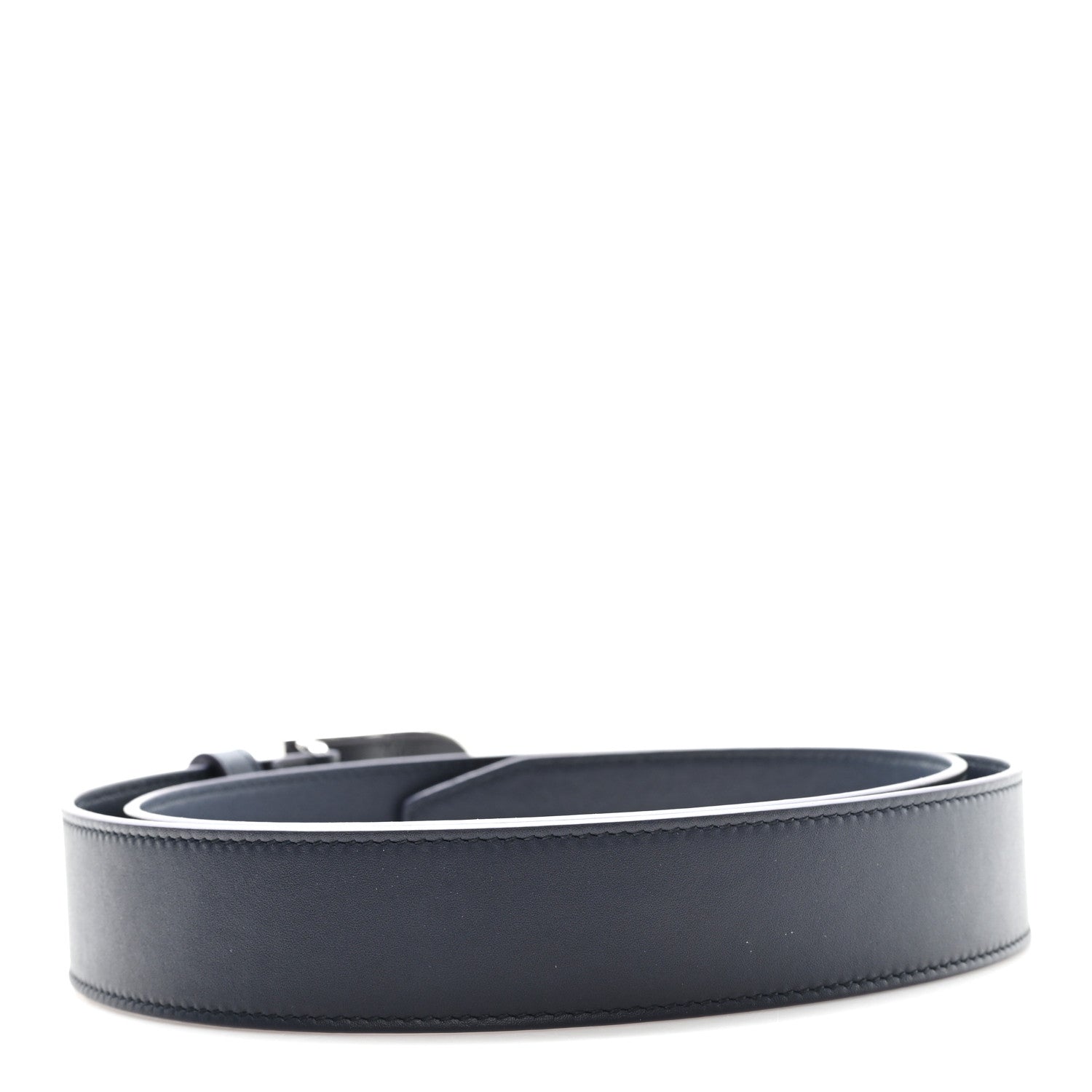Gucci Moon Calfskin Round Plaque 35mm Belt 100 40 Navy 2 of 4