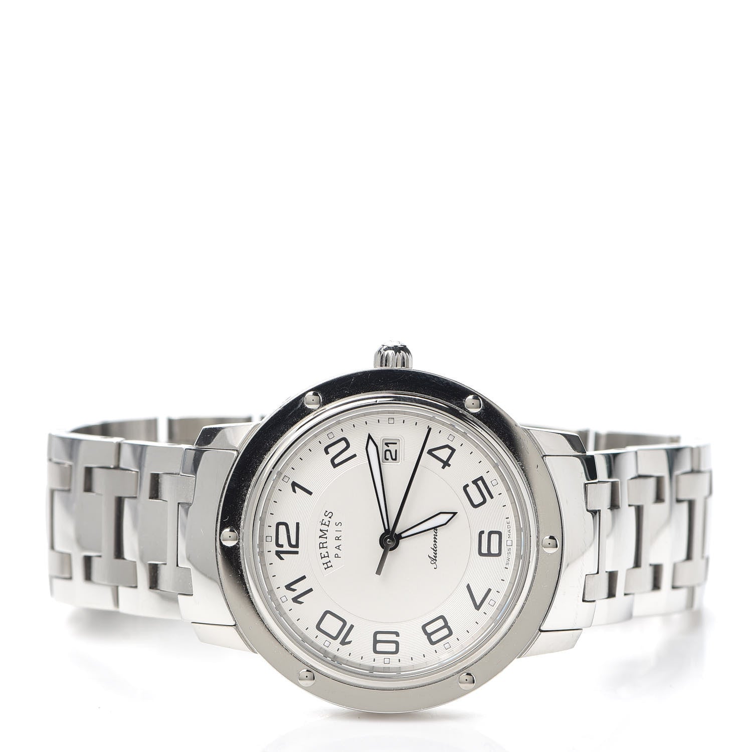 Hermes Stainless Steel 39mm Clipper Automatic Watch White 2 of 6