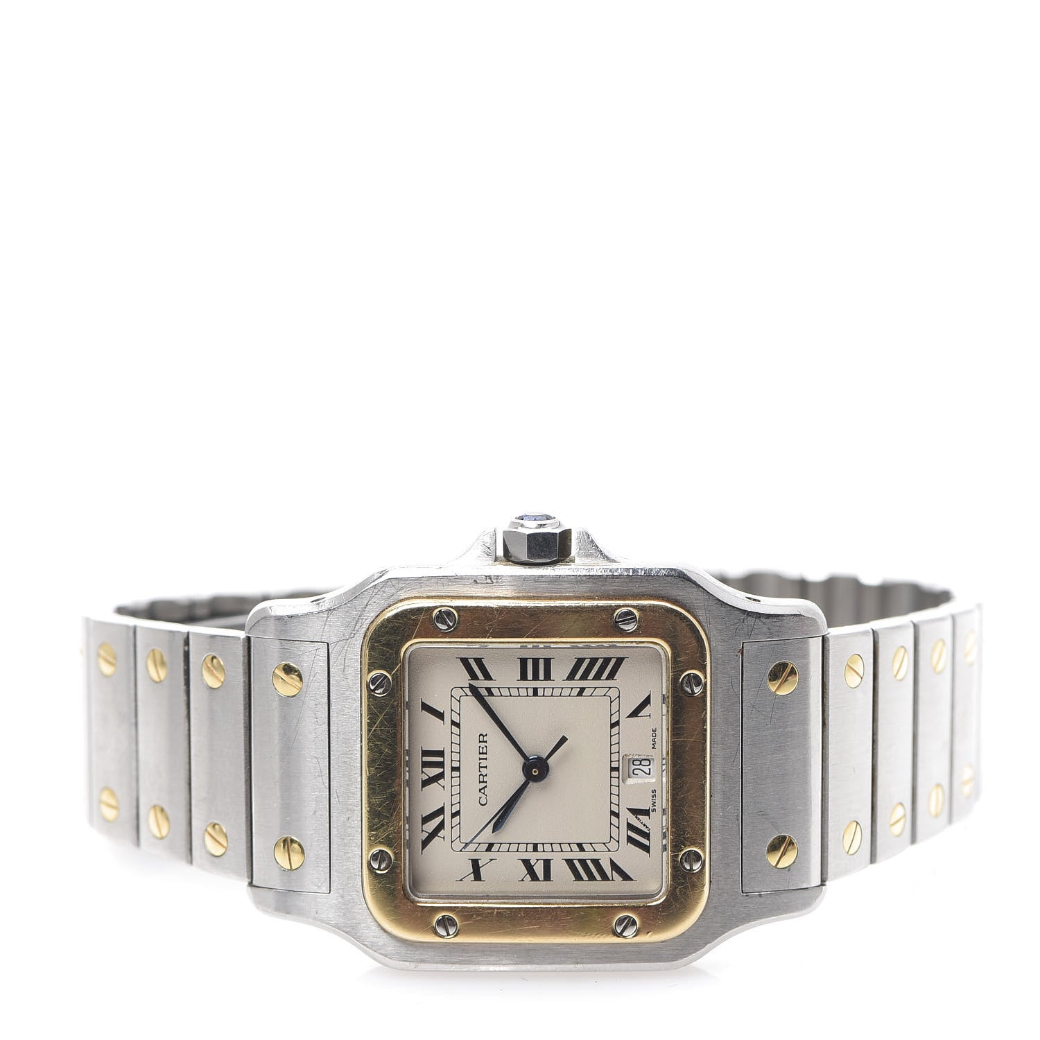 Cartier Stainless Steel 18K Yellow Gold 29mm Santos De Galbee Quartz Watch 2 of 5