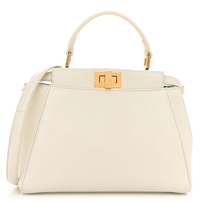 Fendi Gingham Embossed Mini Peekaboo Iconic Satchel White Ice Light Blue 1 of 10