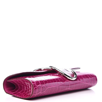Hermes Shiny Niloticus Crocodile Egee Clutch Rose Scheherazade 4 of 10