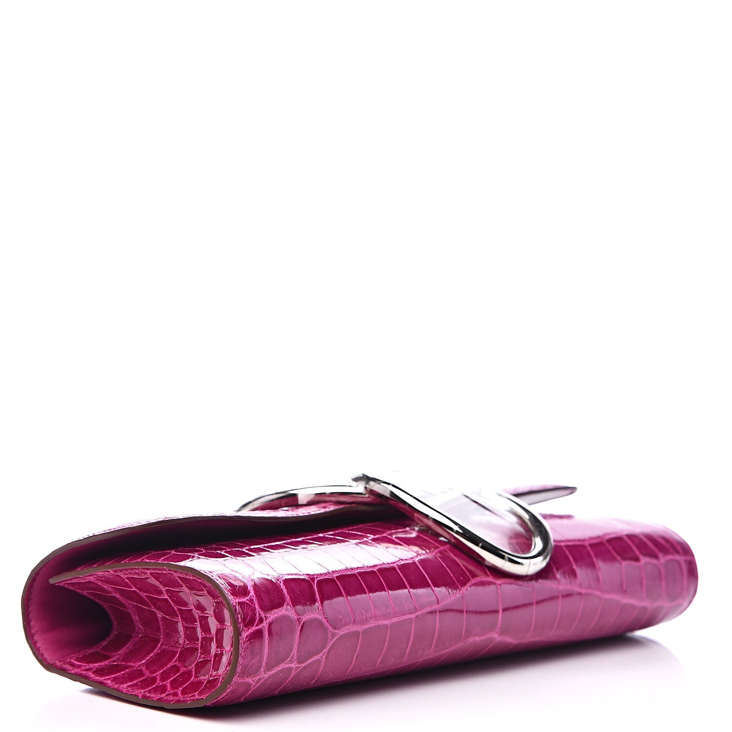 Hermes Shiny Niloticus Crocodile Egee Clutch Rose Scheherazade 4 of 10