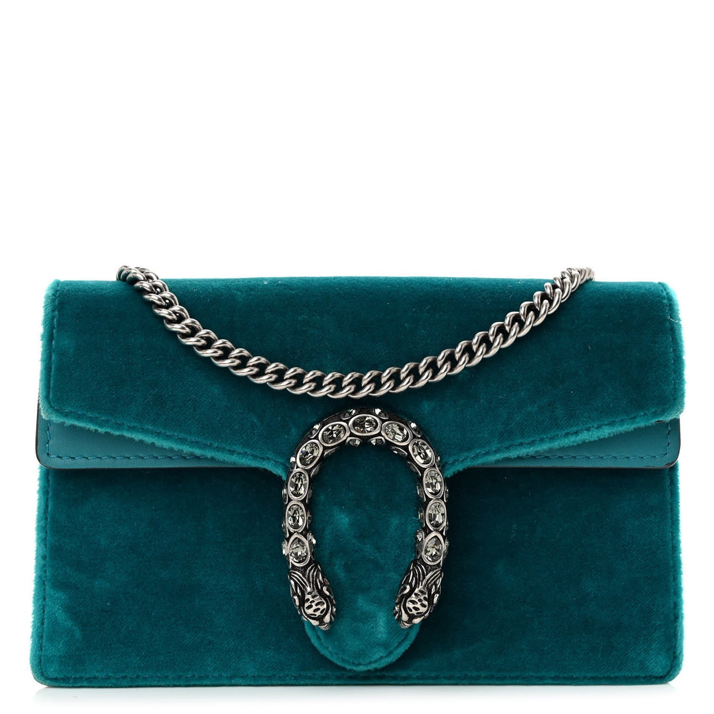 Velvet Super Mini Dionysus Shoulder Bag Pavone Cyan