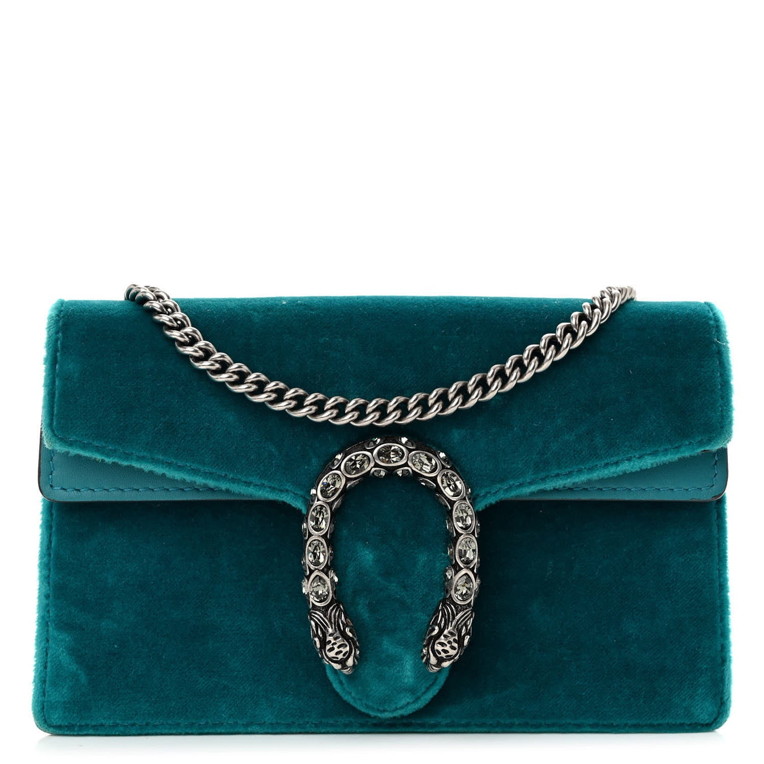 Gucci Velvet Super Mini Dionysus Shoulder Bag Pavone Cyan 1 of 12