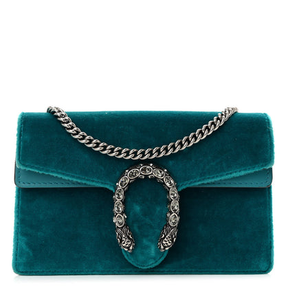 Gucci Velvet Super Mini Dionysus Shoulder Bag Pavone Cyan 1 of 12
