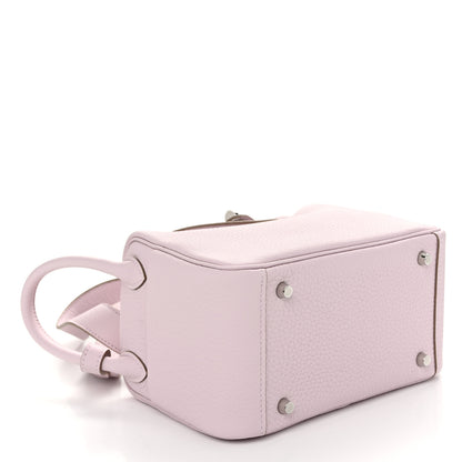 Hermes Taurillon Clemence Verso Mini Lindy 20 Mauve Pale Mushroom 4 of 11