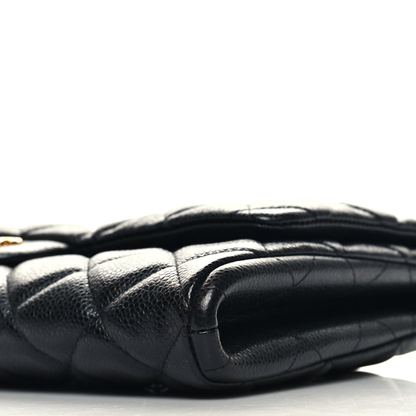 Caviar Quilted Clutch With Chain Flap Black