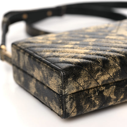 Chanel Metallic Crumpled Goatskin Chevron Quilted Reissue Clutch Bag Black Gold 9 of 11
