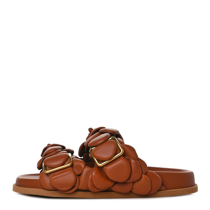 Valentino Garavani Calfskin Atelier 03 Rose Edition Double Buckle Slide Sandals 36 Cuoio 1 of 9