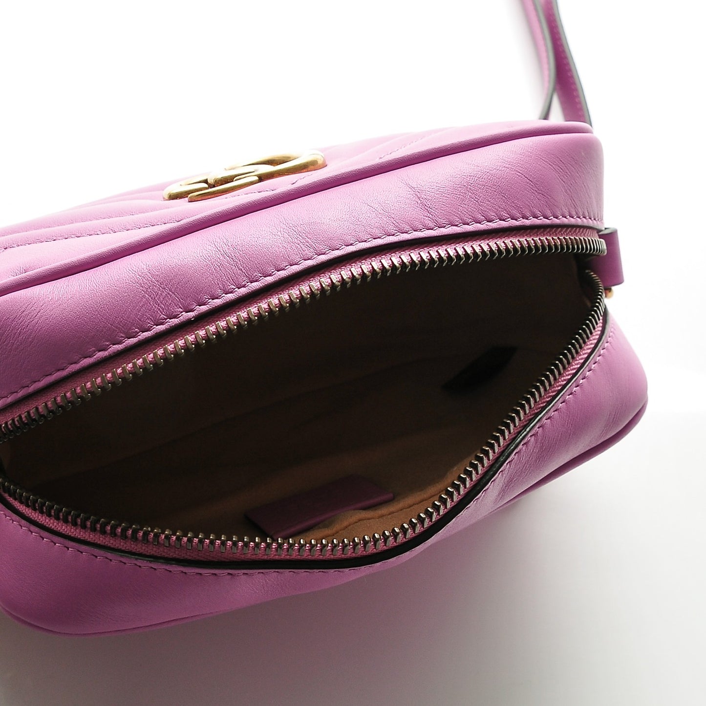 Calfskin Matelasse Mini GG Marmont Chain Shoulder Bag Candy Mousse