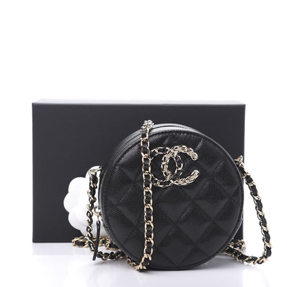 Chanel Caviar Quilted French New Wave Round Clutch With Chain Black 11 of 11