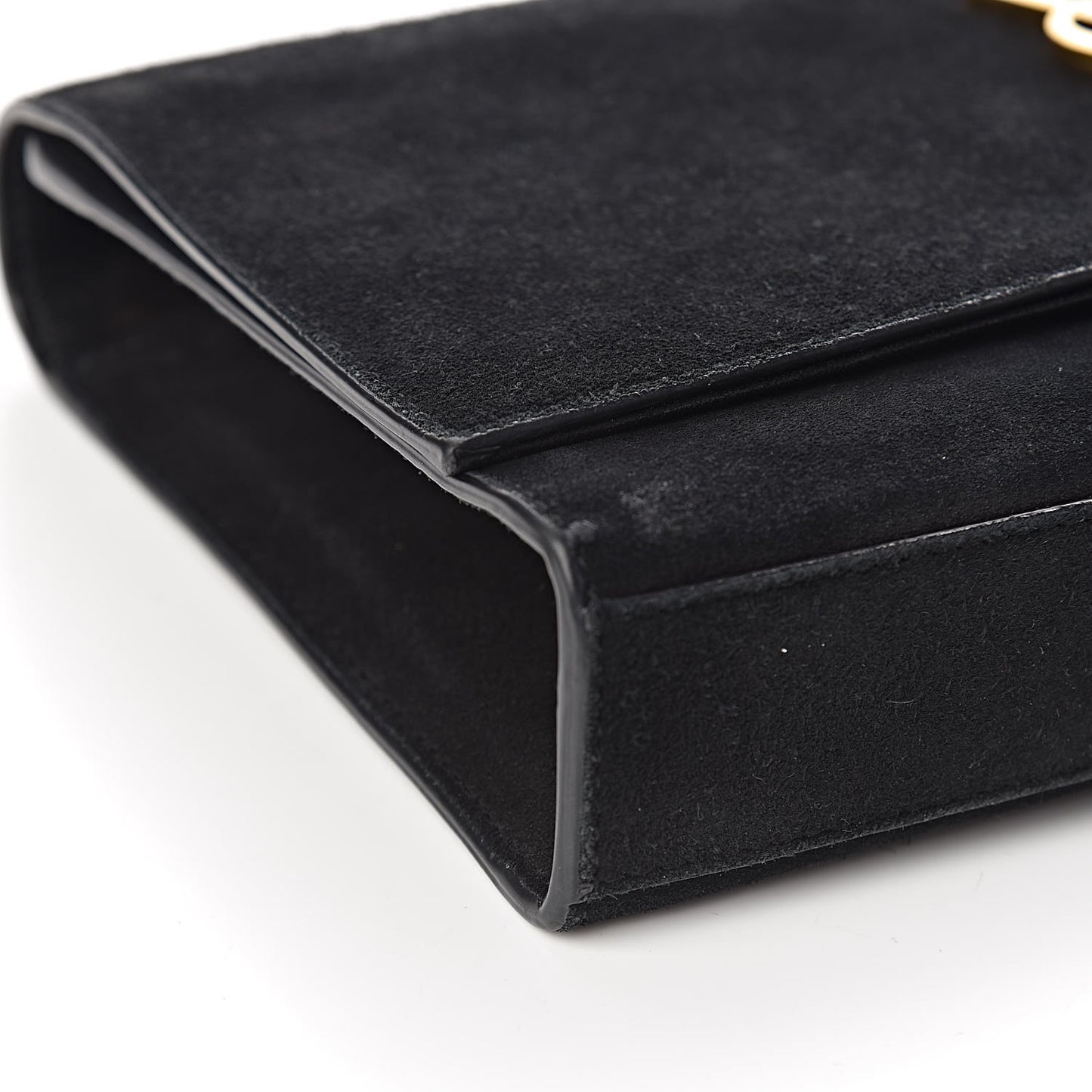 Suede Medium Monogram Kate Tassel Shoulder Bag Black