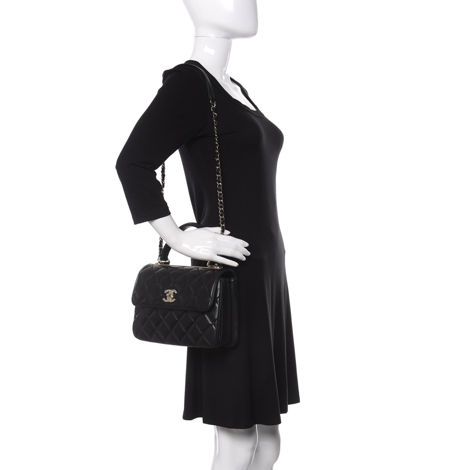 Chanel Lambskin Quilted Small Trendy CC Dual Handle Flap Bag Black 2 of 11