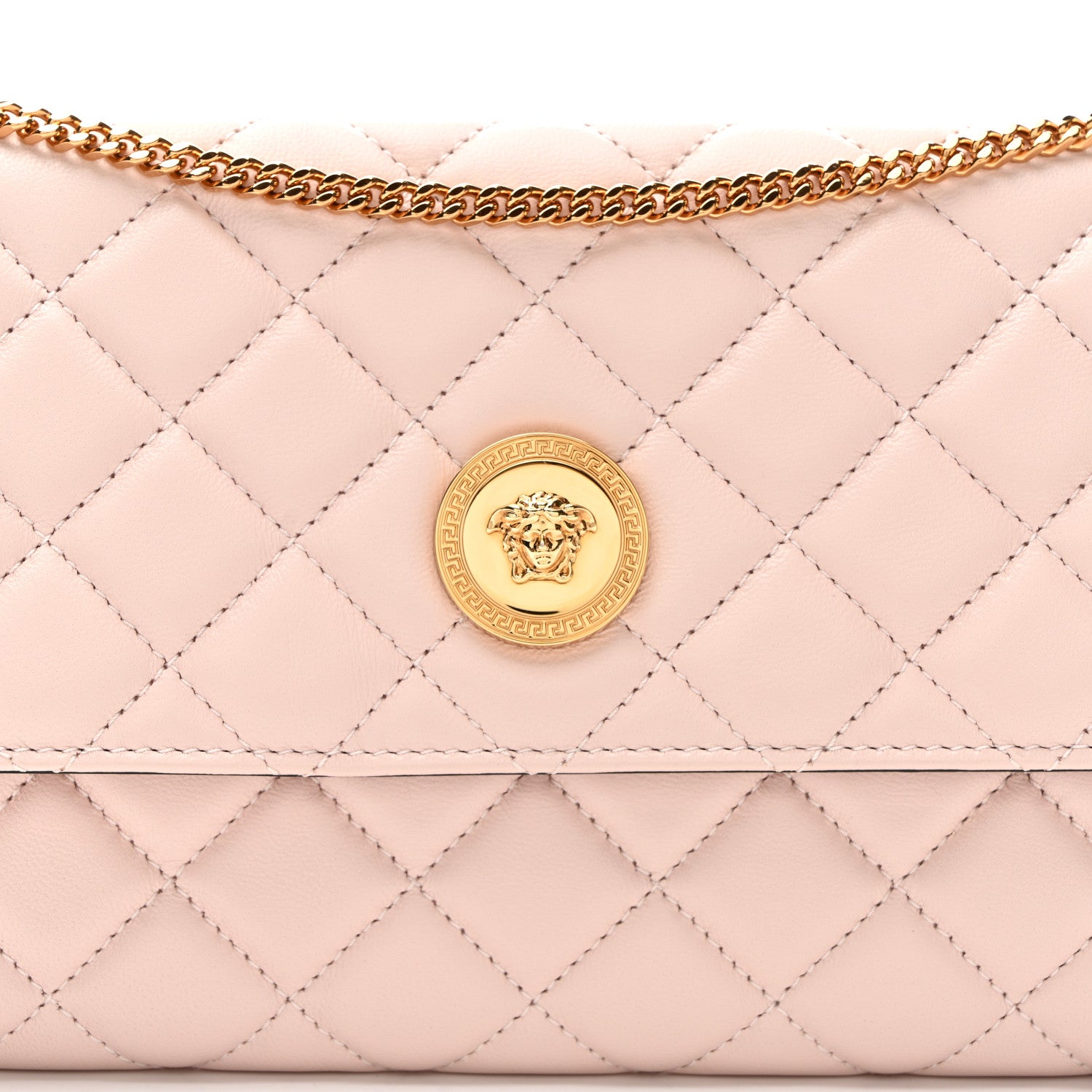 Versace Lambskin Quilted Medusa Wallet on Chain Crossbody Light Pink 7 of 10