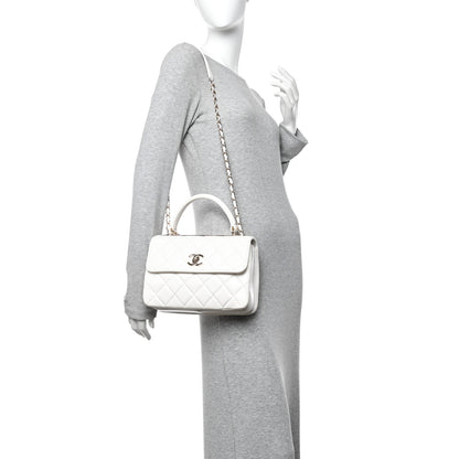 Chanel Lambskin Lacquered Quilted Small Trendy CC Dual Handle Flap Bag White 3 of 21