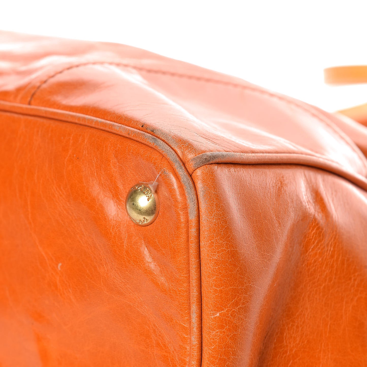 Vitello Shine Top Handle Tote Papaya