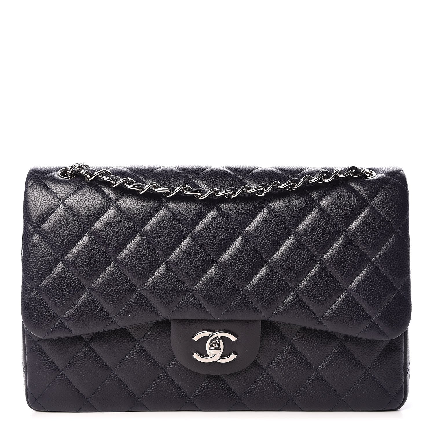 Chanel Caviar Quilted Jumbo Double Flap Navy Blue 1 of 9