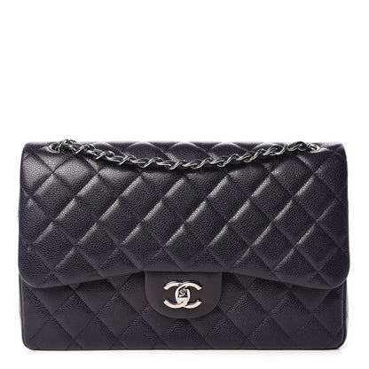 Chanel Caviar Quilted Jumbo Double Flap Navy Blue 1 of 9
