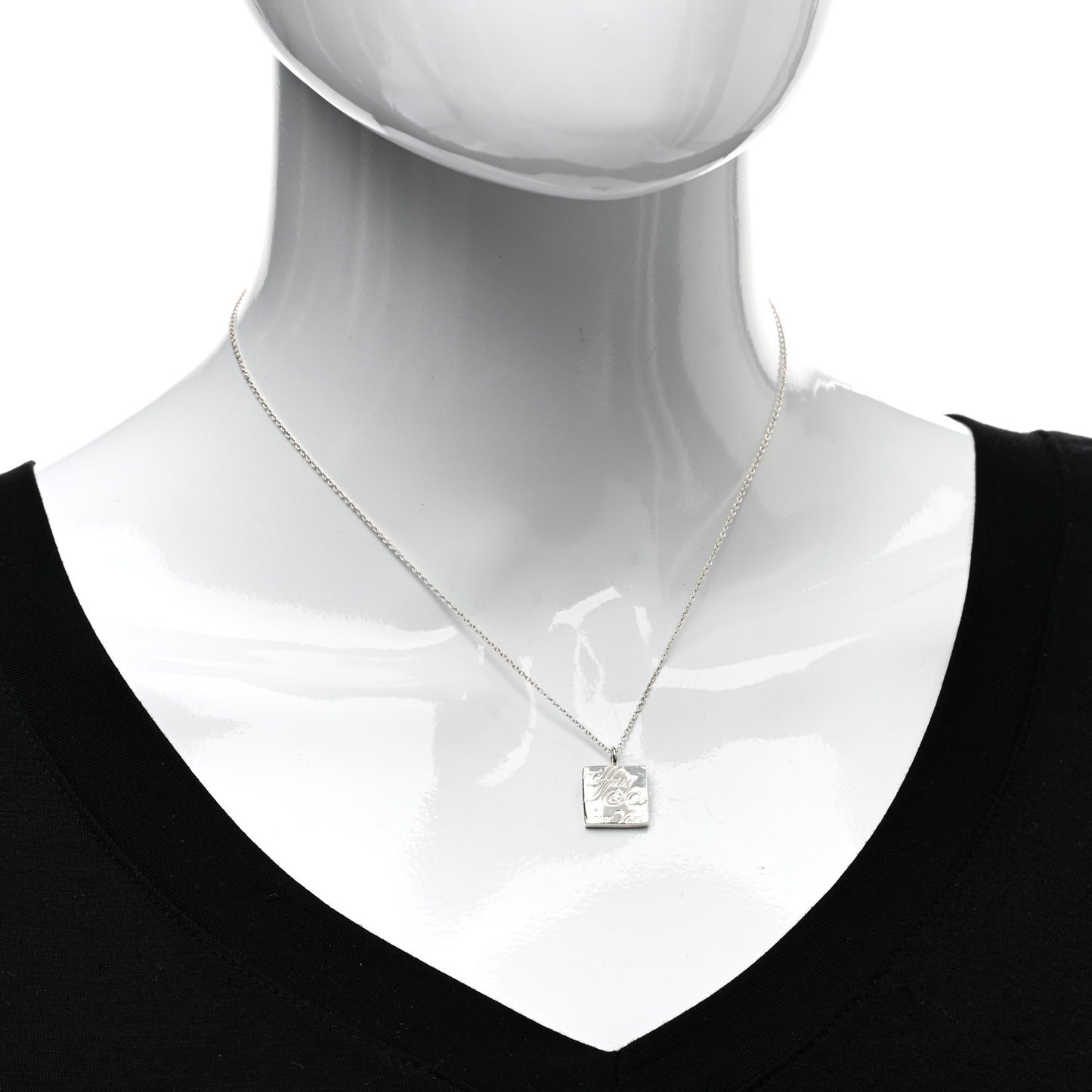 Sterling Silver Love Notes Square Pendant Necklace