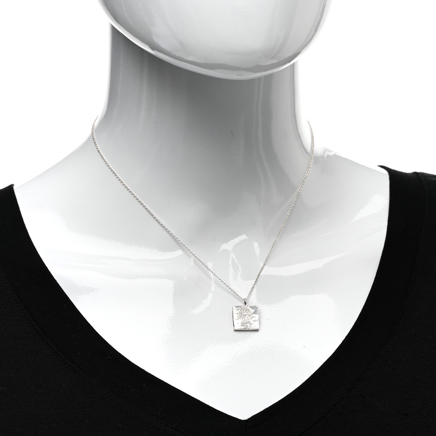 Tiffany Sterling Silver Love Notes Square Pendant Necklace 2 of 4