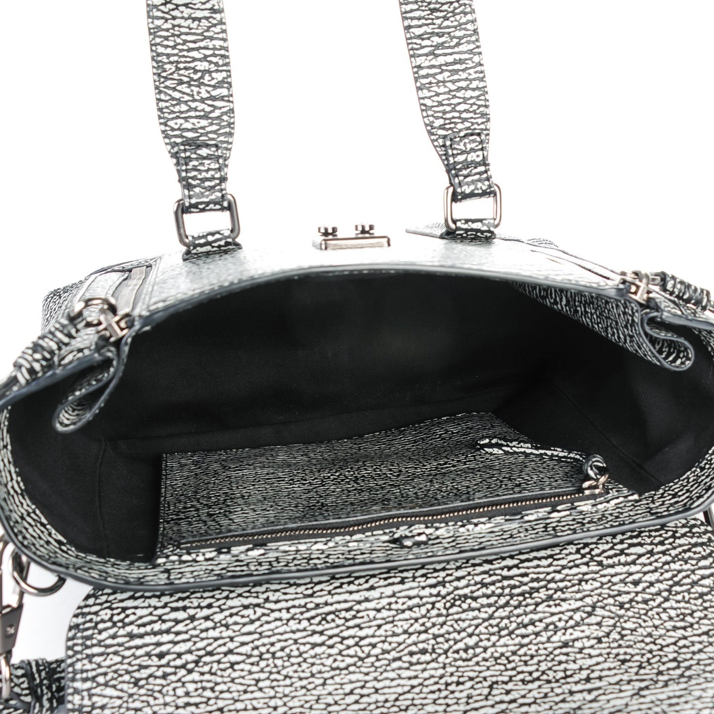 3.1 Calfskin Embossed Medium Pashli Satchel Black Cream