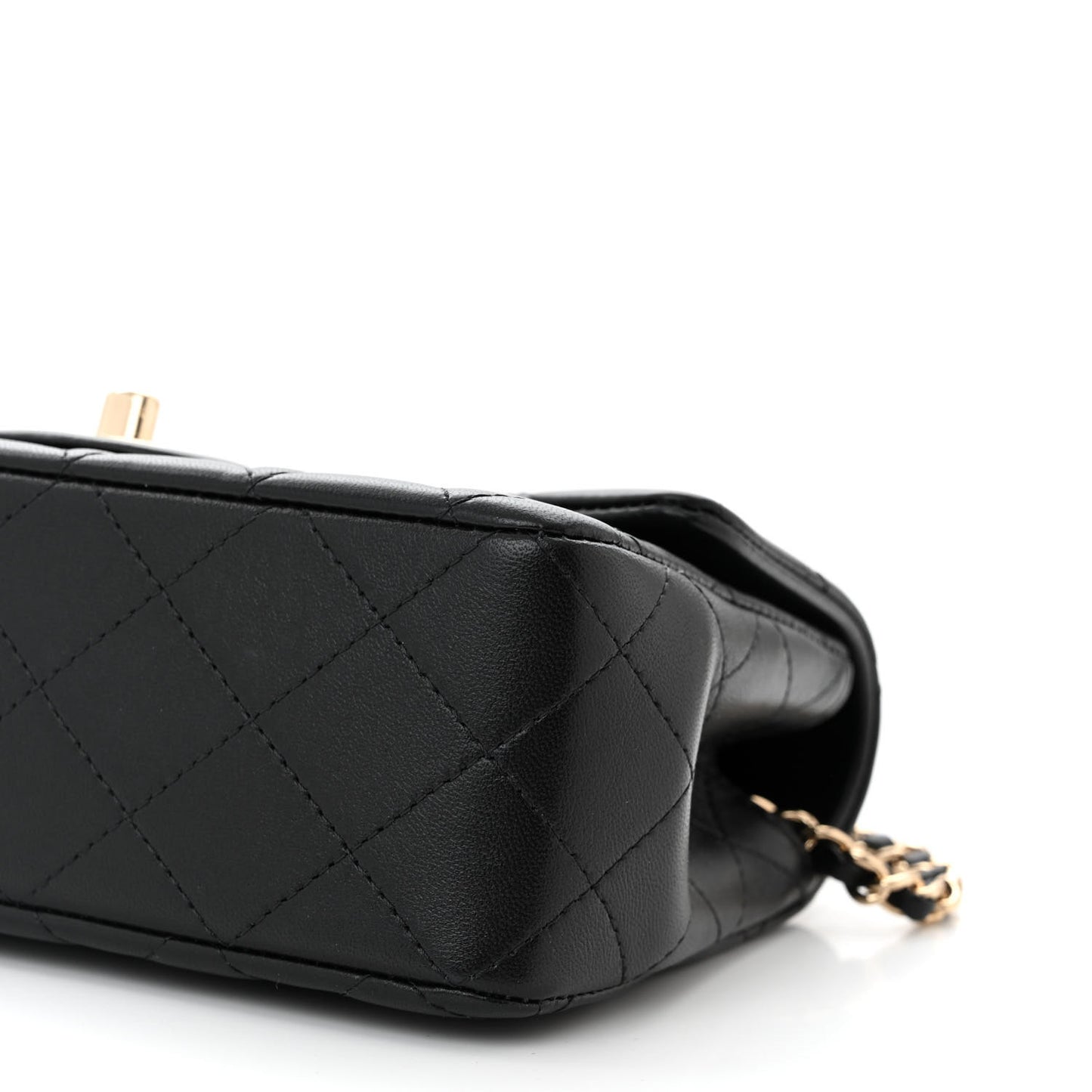 Lambskin Quilted Mini Top Handle Rectangular Flap Black