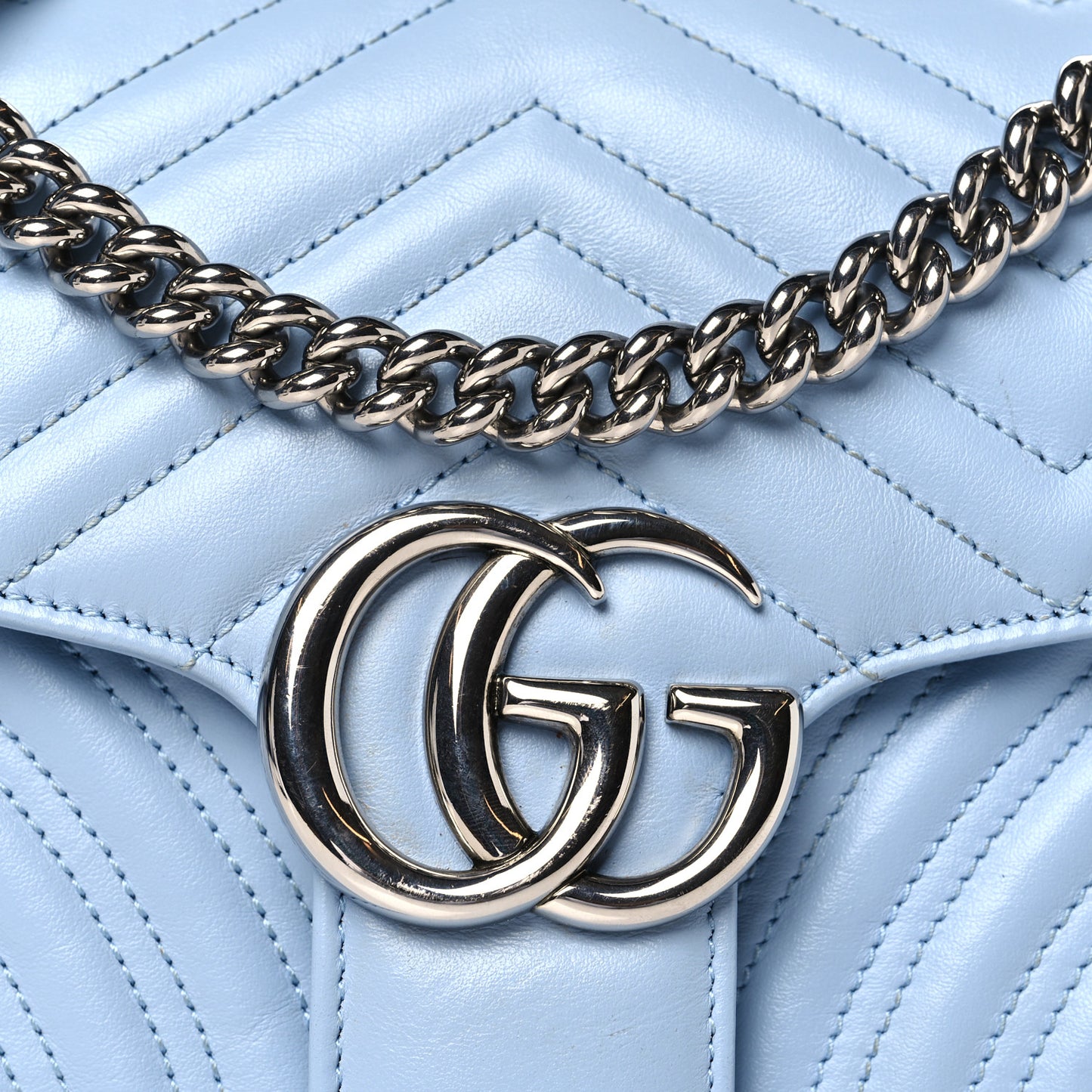 Calfskin Matelasse Small GG Marmont Shoulder Bag Porcelain Light Blue
